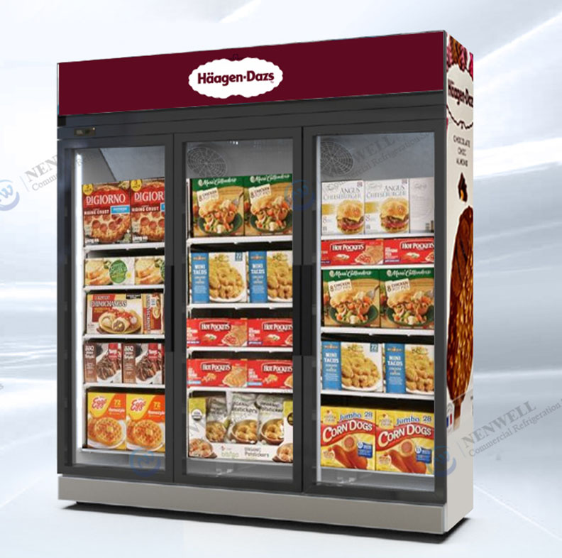 large glass door freezer